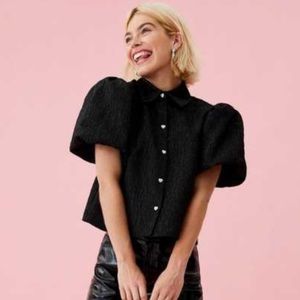 New Look x Anne Marie puff sleeve rhinestones heart button detail NWT size US 10